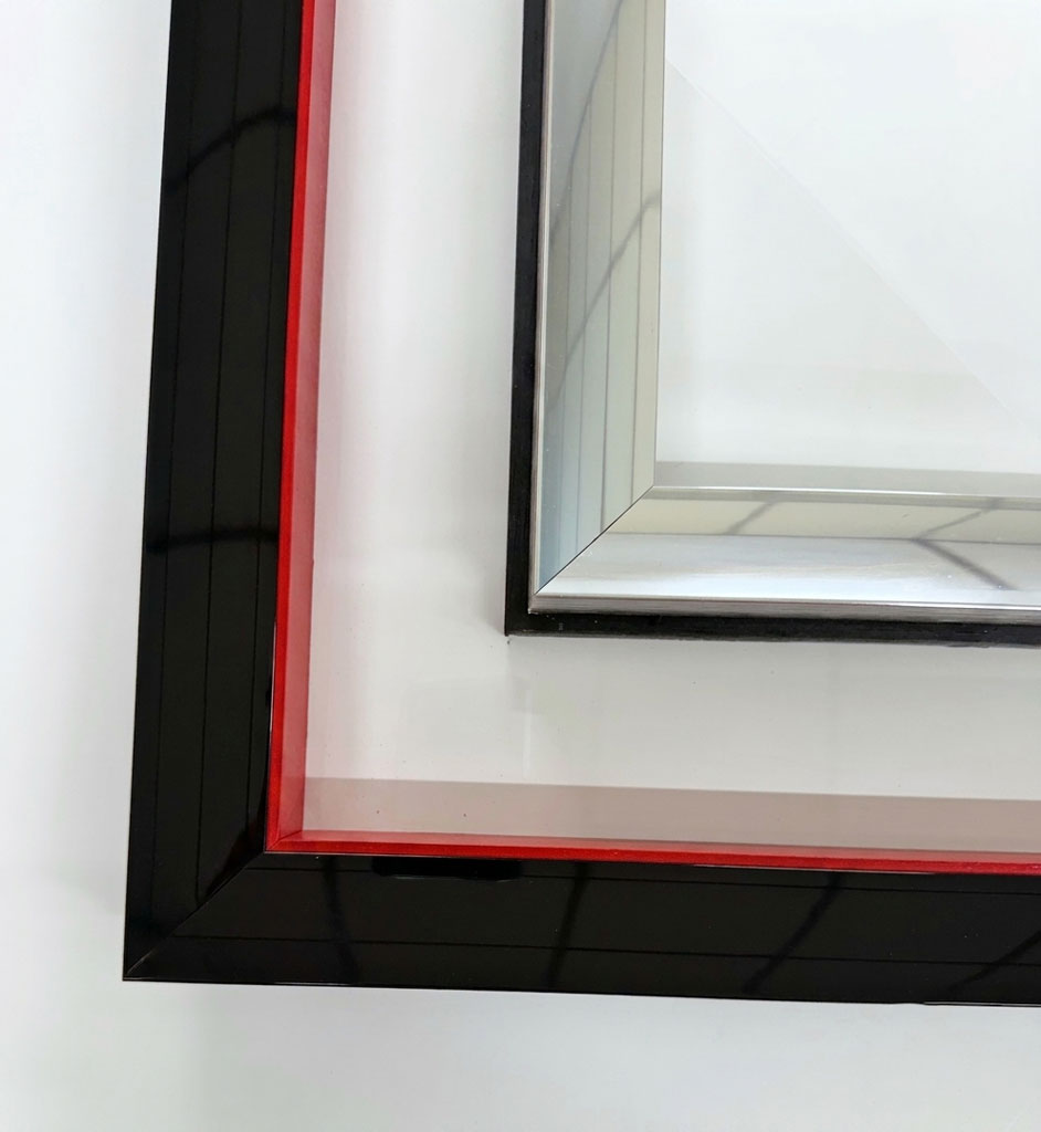  Alu Double mini gondole Noir rehausse rouge vif interieur argent